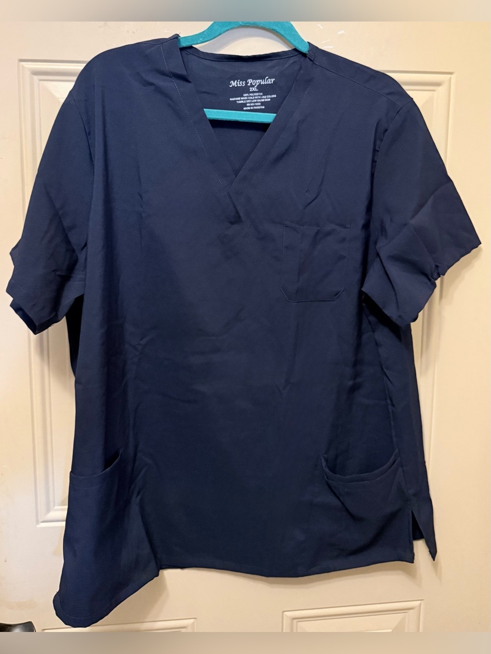 Miss Popular Navy Blue Scrub Top Size 2XL NWOT